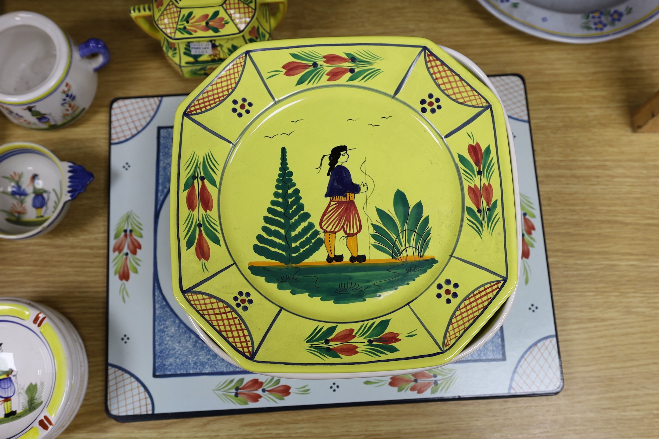 A collection of French Quimper tablewares